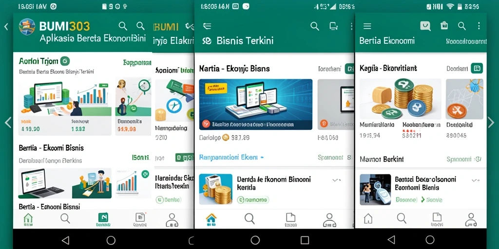 Antarmuka utama BUMI303 menampilkan berita ekonomi terbaru.