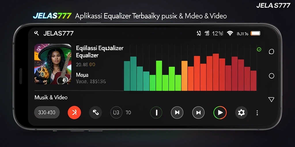 Tampilan antarmuka aplikasi Equalizer JELAS777 dengan fitur lengkap.