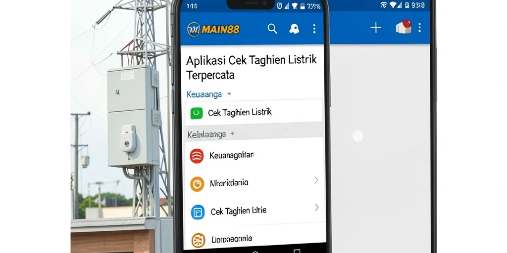 Tampilan antarmuka aplikasi Cek Tagihan Listrik MAIN88 yang user-friendly.