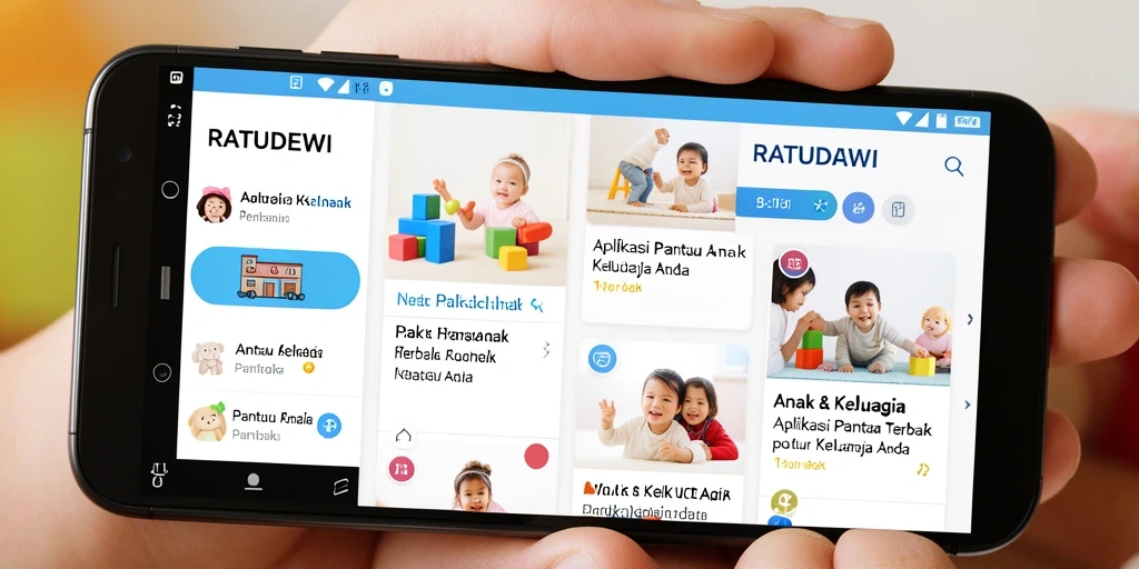 Tampilan antarmuka RATUDEWI yang ramah pengguna untuk pantau anak.