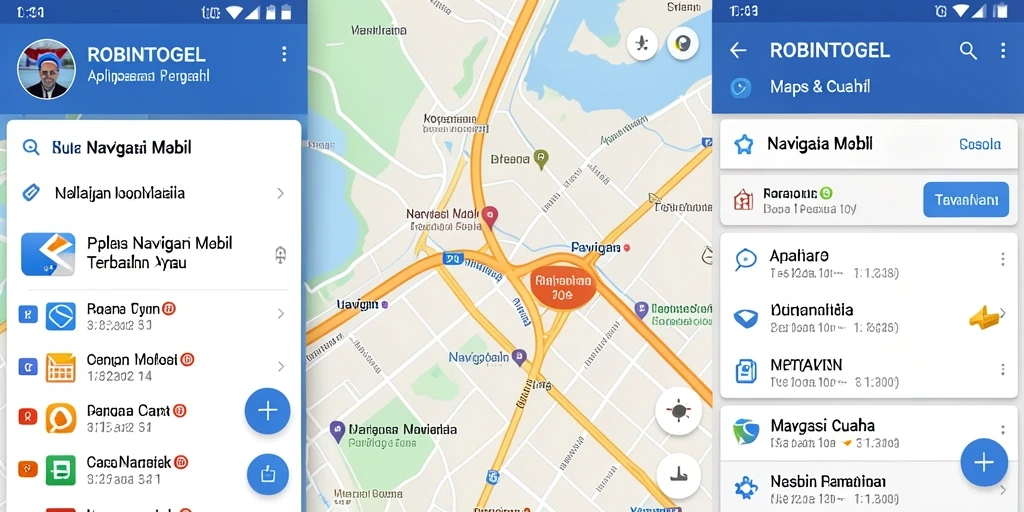Tampilan antarmuka Navigasi Mobil ROBINTOGEL yang user-friendly.